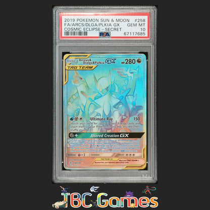 Arceus Dialga Palkia GX Cosmic Eclipse Secret #258 PSA 10