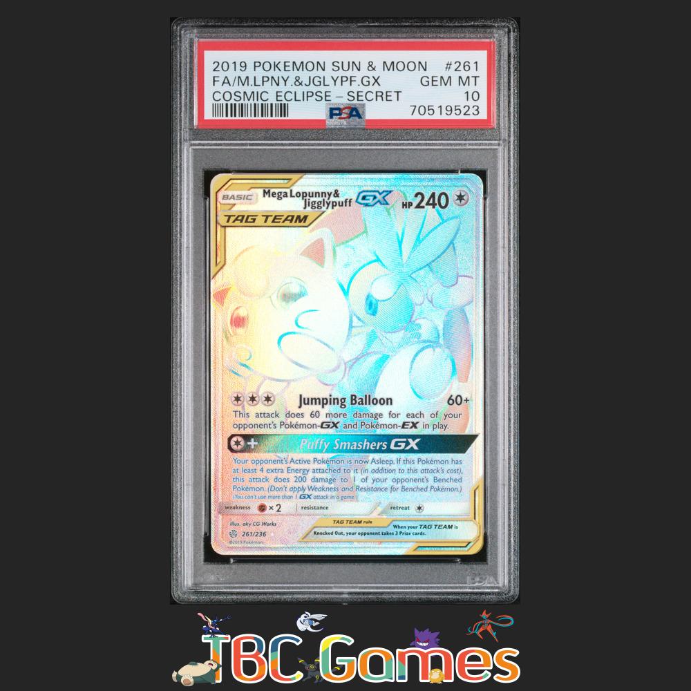 Mega Lopunny & Jigglypuff GX Cosmic Eclipse Secret #261 PSA 10 TBC Games Mega Lopunny & Jigglypuff GX Cosmic Eclipse Secret #261 PSA 10 TBC Games