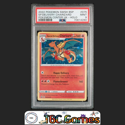 Special Delivery Charizard SWSH075 Pokemon Center UK Holo PSA 9 Front
