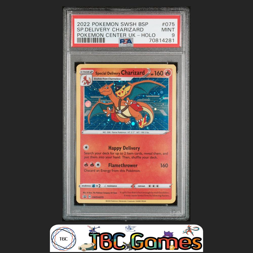 Special Delivery Charizard SWSH075 Pokemon Center UK Holo PSA 9 Front