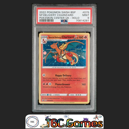 Special Delivery Charizard SWSH075 Pokemon Center UK Holo PSA 9 Front