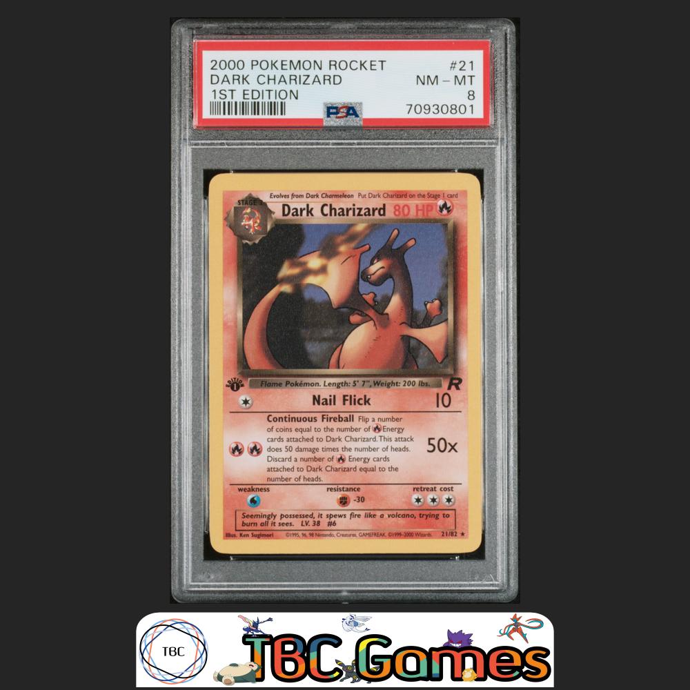 Dark Charizard Team Rocket 1st Edition #21 PSA 8 Front