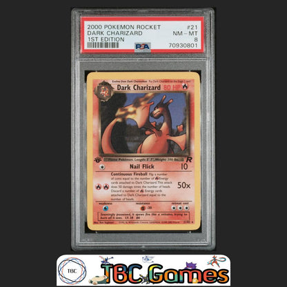 Dark Charizard Team Rocket 1st Edition #21 PSA 8 Front