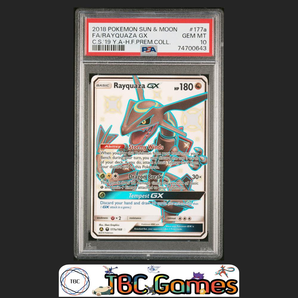 Rayquaza GX Pokemon Celestial Storm #177a Premium Collection PSA 10 Front