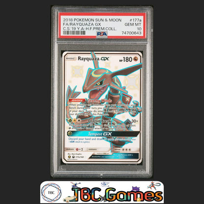 Rayquaza GX Pokemon Celestial Storm #177a Premium Collection PSA 10 Front
