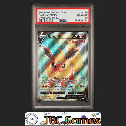 Flareon V Pokemon Sword & Shield Evolving Skies #169 PSA 10 Front