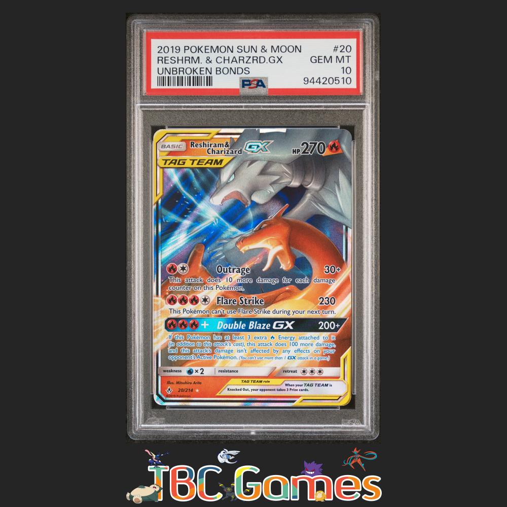Reshiram & Charizard GX Unbroken Bonds #20 PSA 10