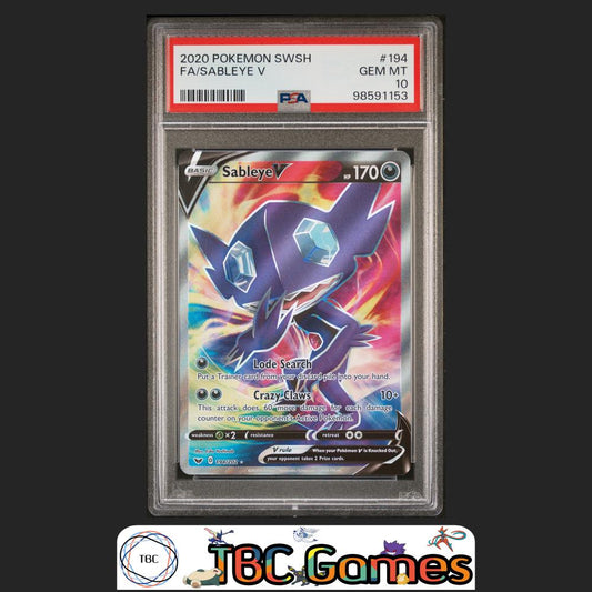 Sableye V Sword & Shield Base Set #194 PSA 10 Front
