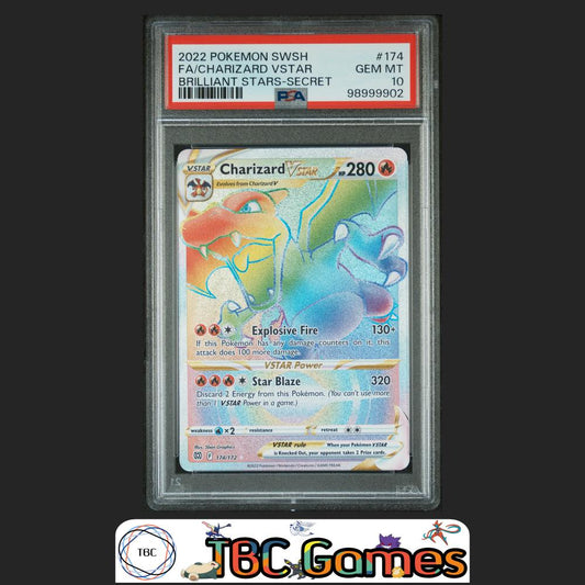 Charizard VSTAR Brilliant Stars #174 Secret PSA 10 Front
