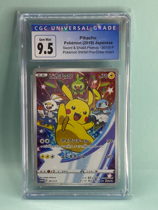 Pikachu Sword & Shield Preorder Promo 001/S-P Japanese CGC 9.5