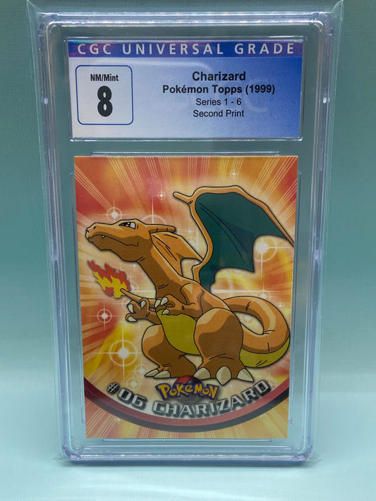 Charizard Non Holo Second Print Series 1 Topps #6 CGC 8