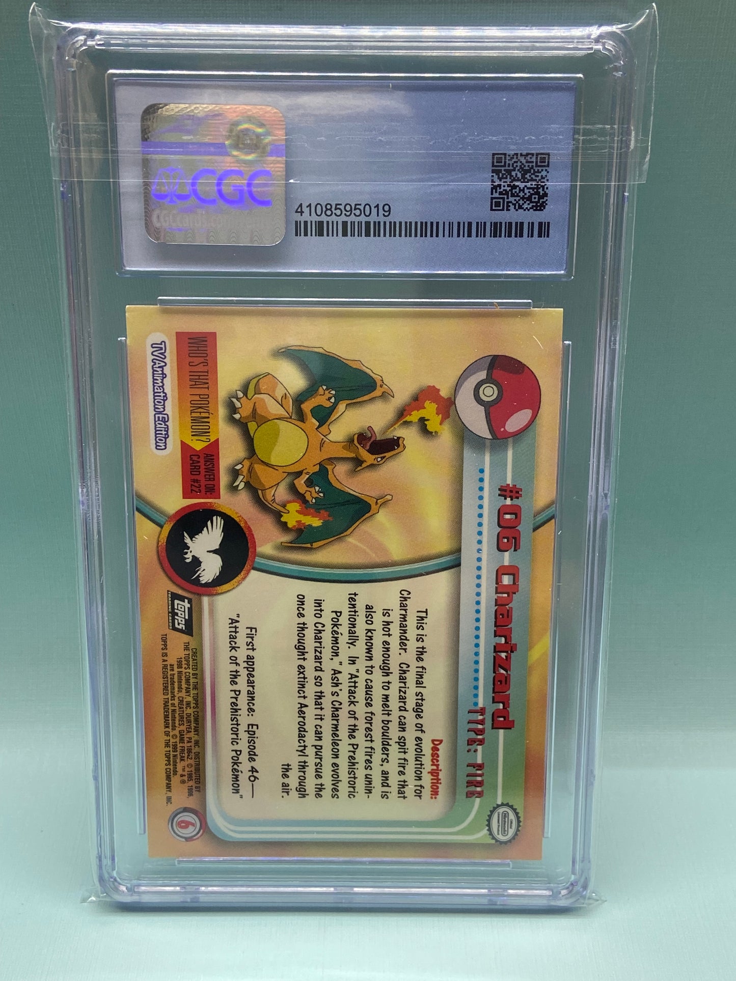 Charizard Non Holo Second Print Series 1 Topps #6 CGC 8