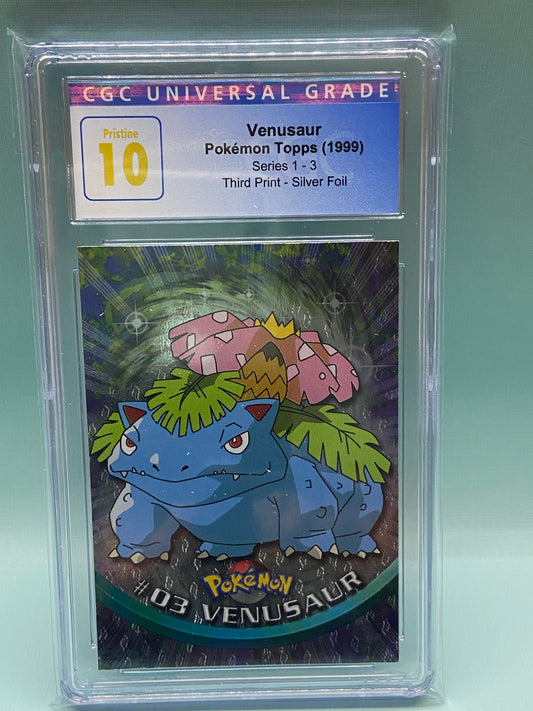 Venusaur Foil Third Print Series 1 Topps #3 CGC 10