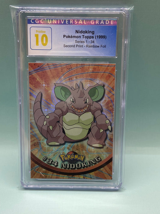 Nidoking Rainbow Foil Second Print Series 1 Topps CGC 10