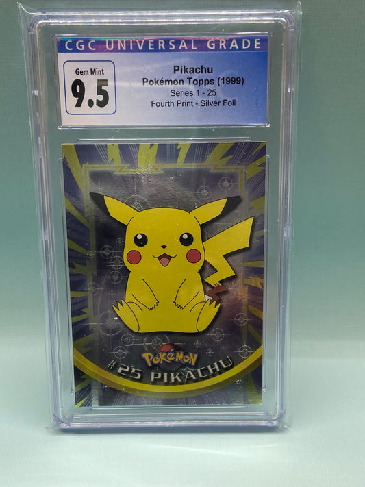 Pikachu Topps Series 1 Fourth Print Silver Foil Holo #25 CGC 9.5