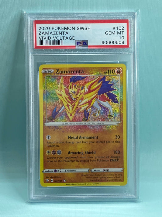 Zamazenta Vivid Voltage Amazing Rare #102 PSA 10