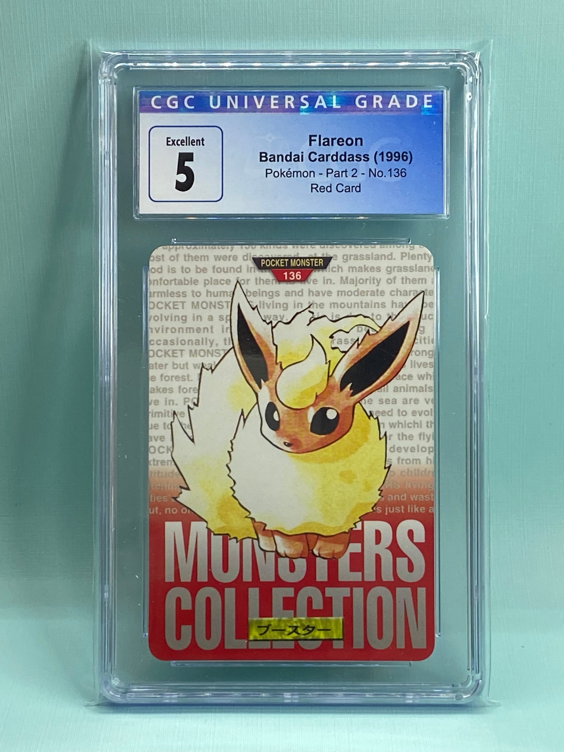 Flareon Red Carddass Bandai Vending 1996 Japanese CGC 5 TBC Games Flareon Red Carddass Bandai Vending 1996 Japanese CGC 5 TBC Games