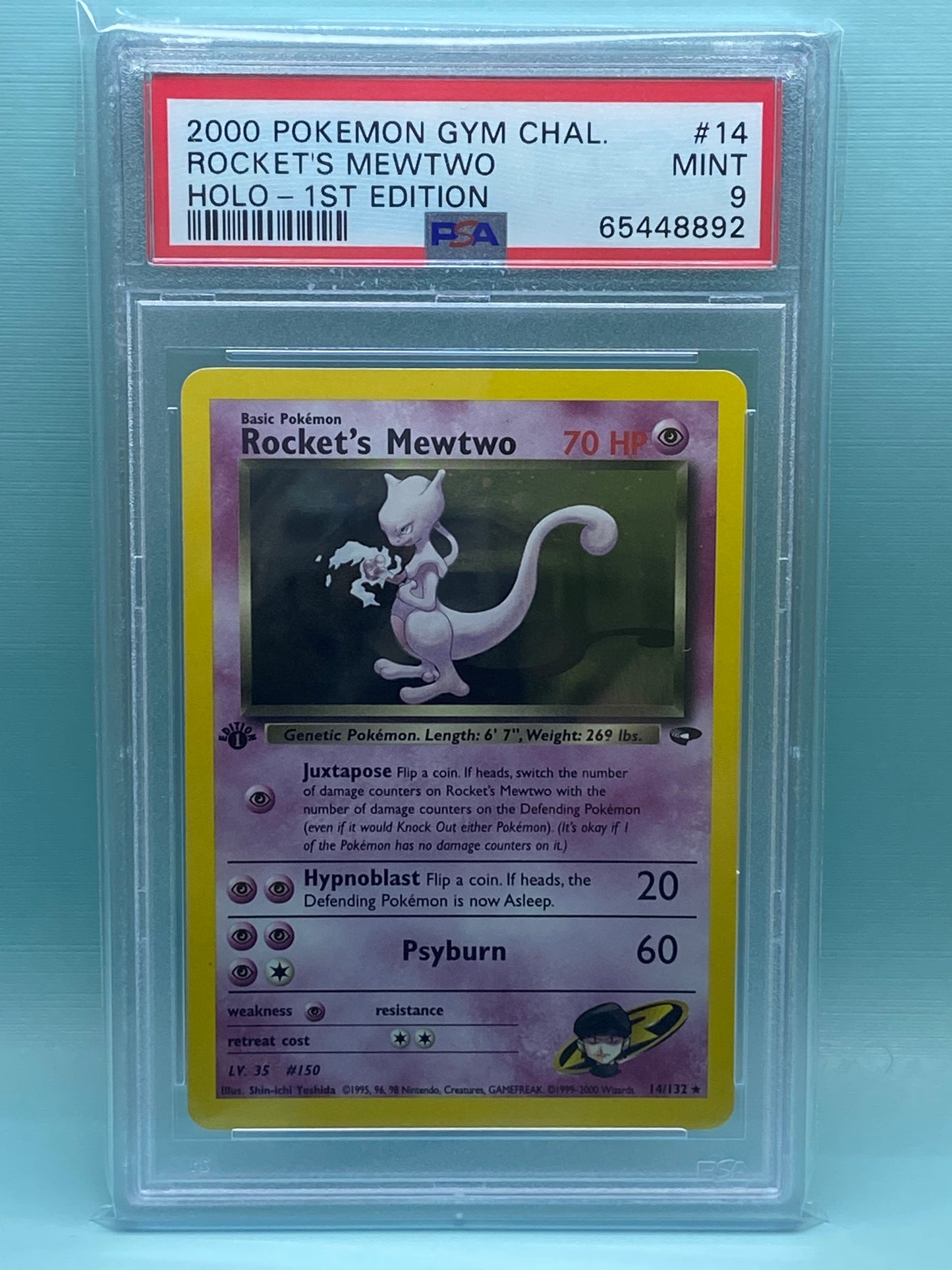 Rocket's Mewtwo Gym Challenge 1st Edition Holo 14/132 PSA 9