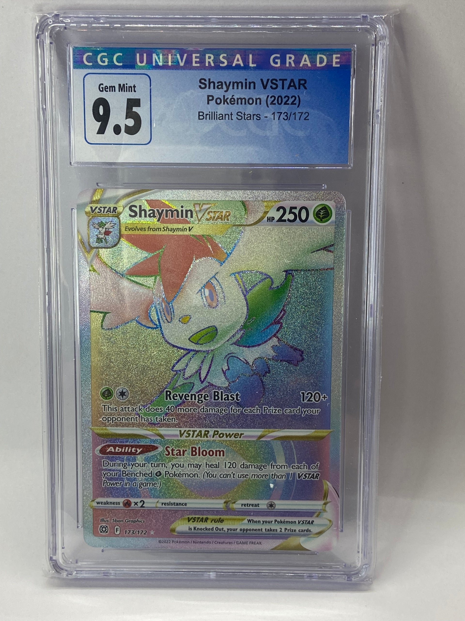 Shaymin VSTAR Brilliant Stars Rainbow Secret 173/172 CGC 9.5 TBC Games Shaymin VSTAR Brilliant Stars Rainbow Secret 173/172 CGC 9.5 TBC Games