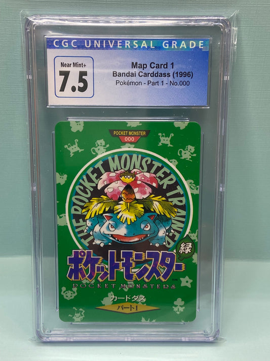 Venusaur Map Card 1 Bandai Carddass Vending 1996 Japanese #000 CGC 7.5