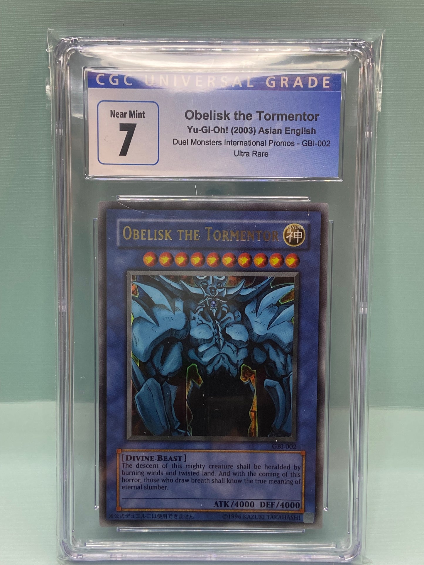 Yugioh Obelisk the Tormentor Game Boy Promo GBI-002 CGC 7