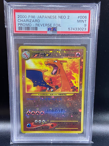 Charizard Reverse Holo Japanese Neo 2 Promo PSA 9
