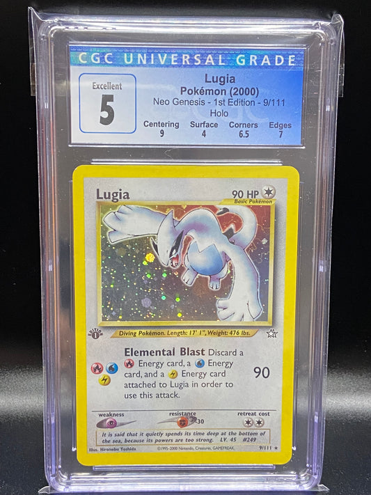 Lugia Neo Genesis 1st Edition Holo 9/111 subgrades CGC 5