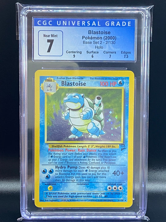 Blastoise Base Set 2 Unlimited Holo 2/130 subgrades CGC 7