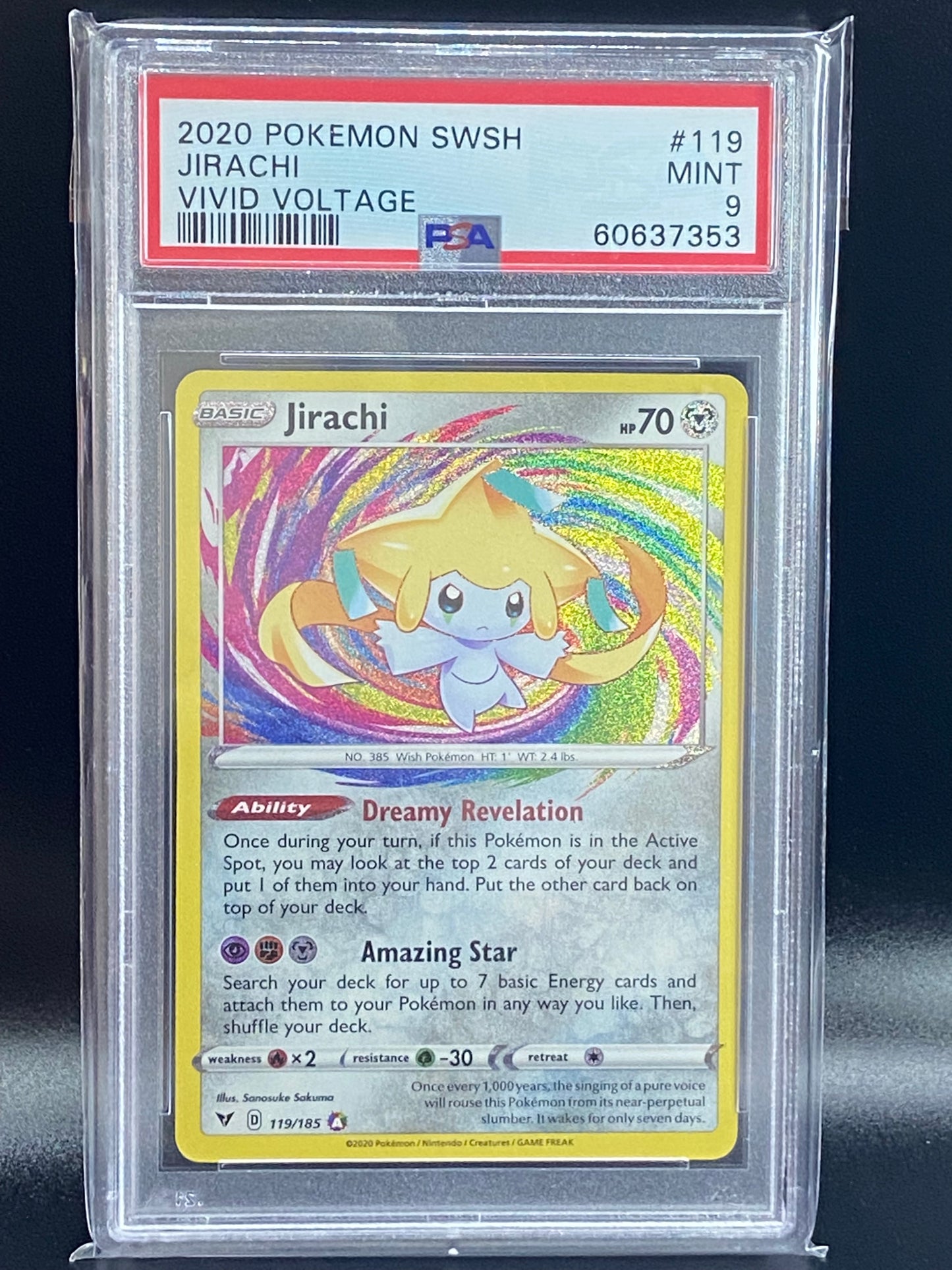 Jirachi Vivid Voltage Amazing Rare 119/185 PSA 9