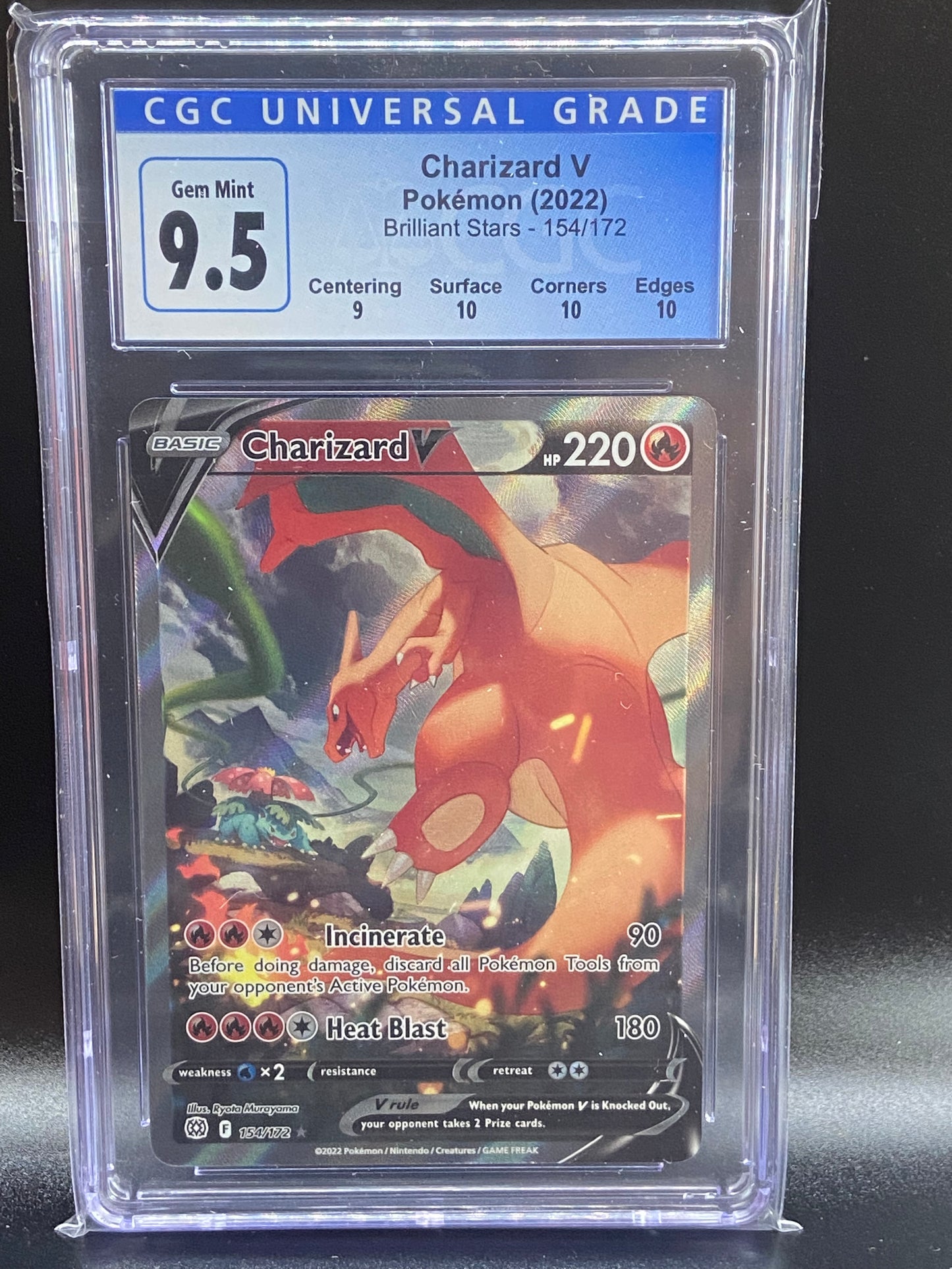 Charizard V Alt Art Brilliant Stars 154/172 subgrades CGC 9.5