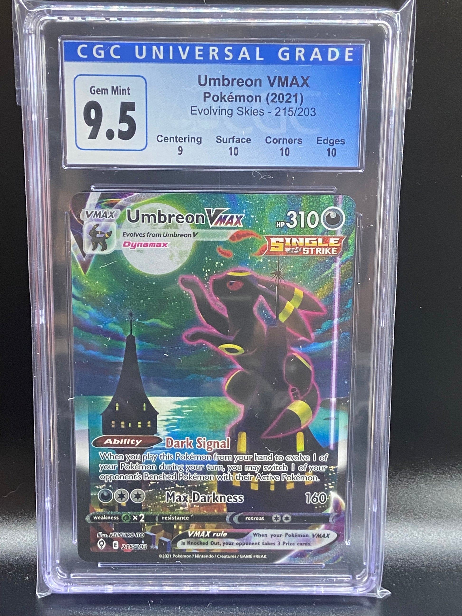 Umbreon VMAX Alt Art Evolving Skies 215/203 CGC 9.5 TBC Games Umbreon VMAX Alt Art Evolving Skies 215/203 CGC 9.5 TBC Games