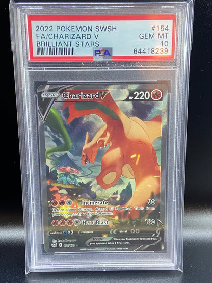 pokemon card 154 172 2022 SWSH Brilliant Stars Charizard V #154/172 Numbered 154 Charizard V (Alternate Full Art)