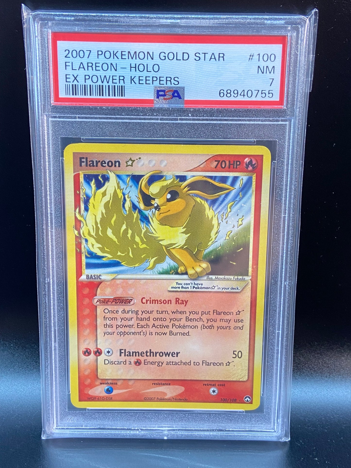 Flareon Gold Star Power Keepers 100/108 PSA 7