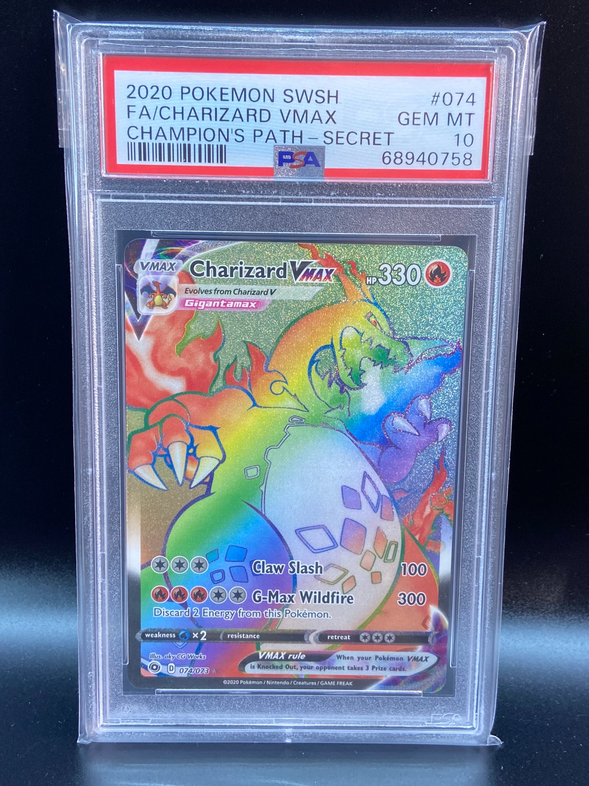 pokemon card rainbow charizard vmax Charizard VMAX NM to M 074/073 Rainbow Secret Rare Champions Path Pokémon  TCG