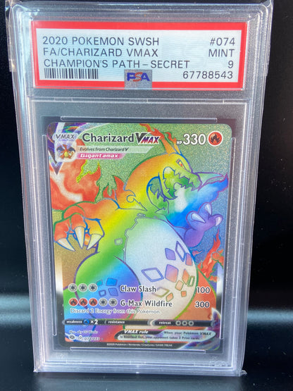 Charizard VMAX Champion's Path Rainbow Secret 074/073 PSA 9 – TBC Games