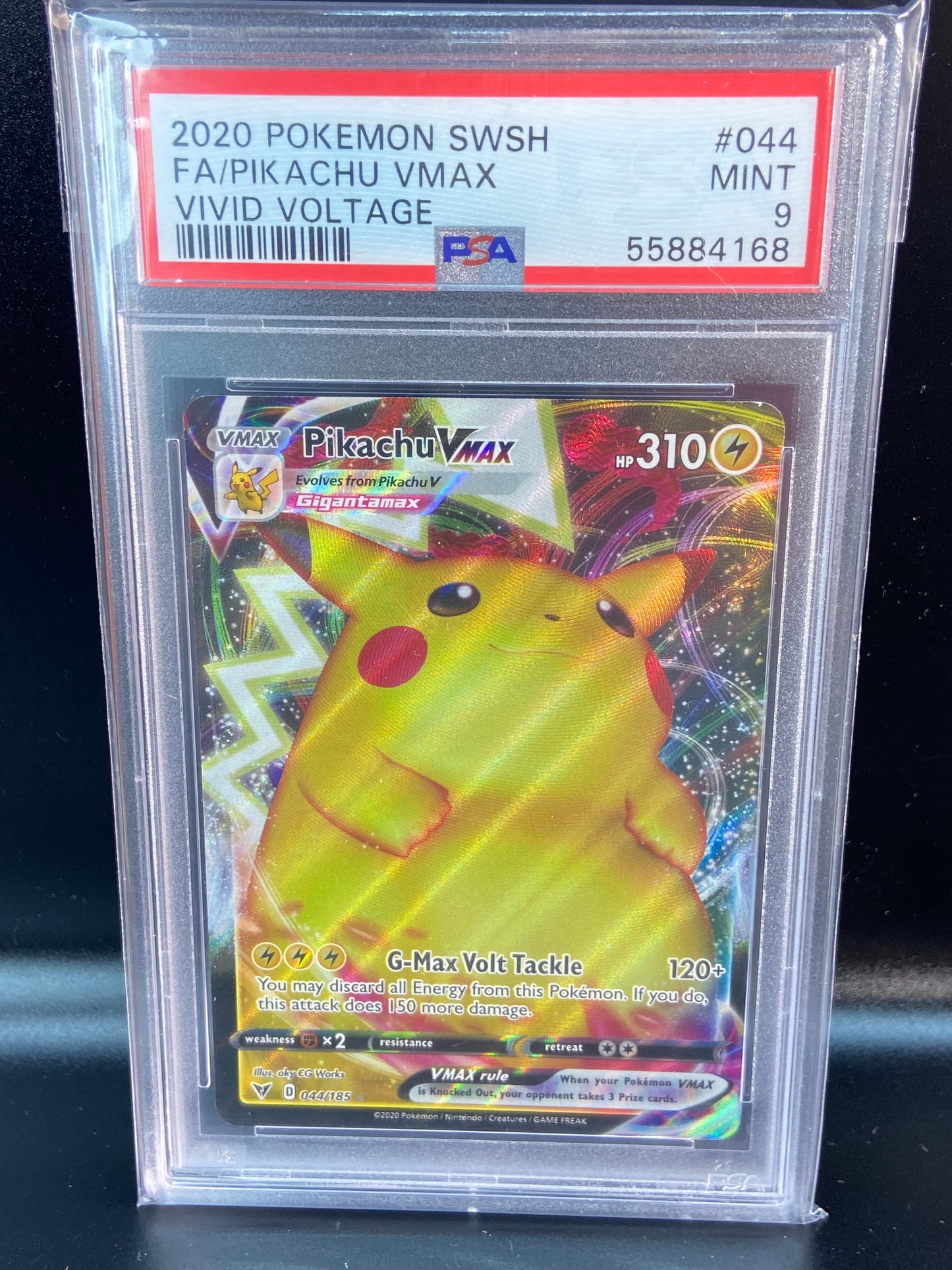 pokemon tcg vivid voltage 044 185 pikachu vmax card Pikachu VMAX Vivid Voltage 044/185 PSA 9 – TBC Games