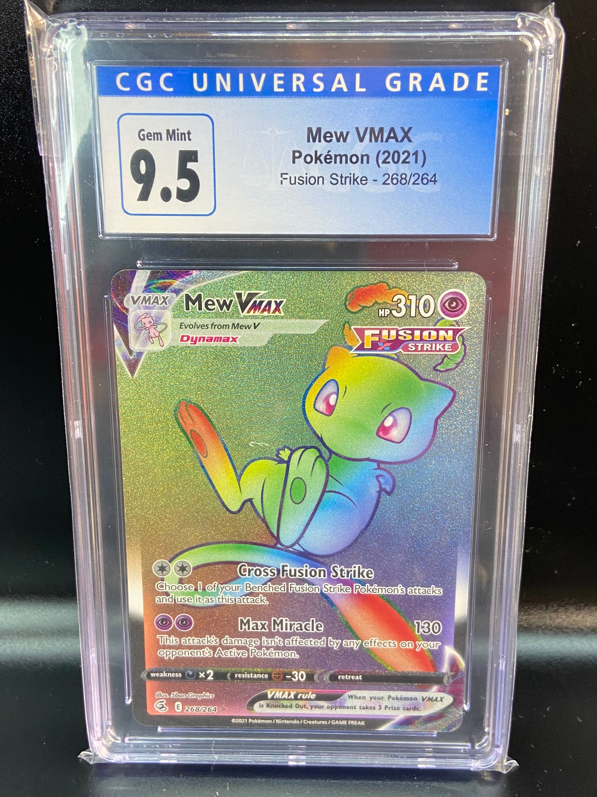 Mew VMAX Fusion Strike Rainbow 268/264 CGC 9.5 TBC Games Mew VMAX Fusion Strike Rainbow 268/264 CGC 9.5 TBC Games