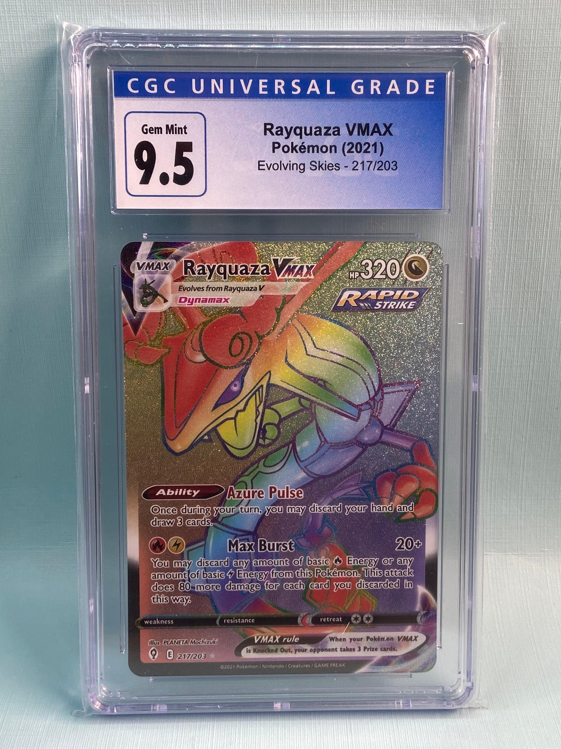 Rayquaza VMAX Evolving Skies Rainbow 217/203 CGC 9.5 – TBC Games
