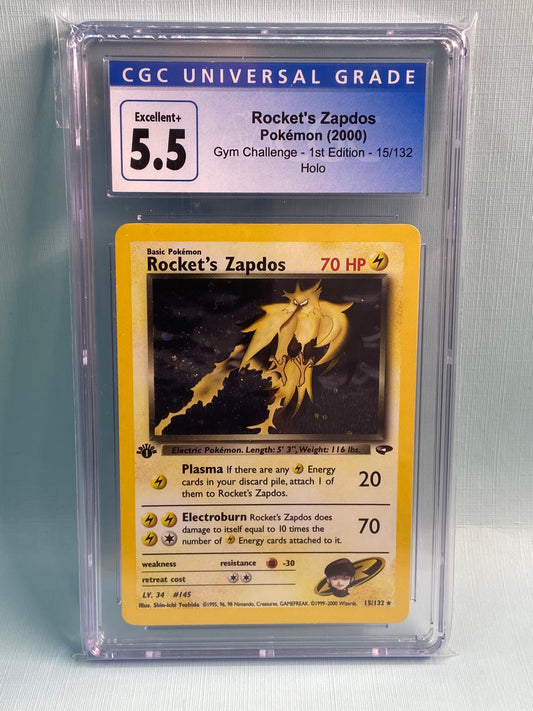 Rocket's Zapdos Gym Challenge 1st Edition Holo 15/132 CGC 5.5
