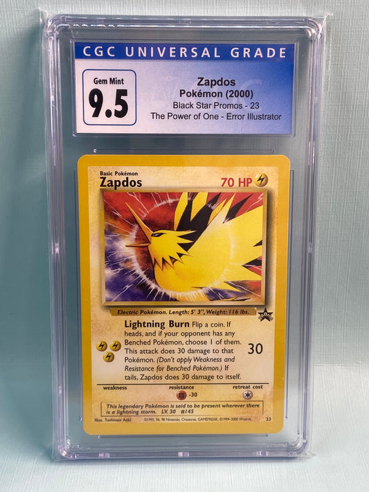 Zapdos Black Star Promo Power of One Error Illustrator #23 CGC 9.5