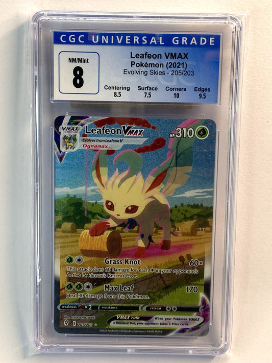 Leafeon VMAX Evolving Skies Alt Art 205/203 Subgrades CGC 8