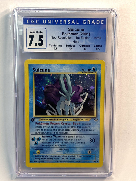 Suicune Neo Revelation 1st Edition Holo 14/64 Subgrades CGC 7.5