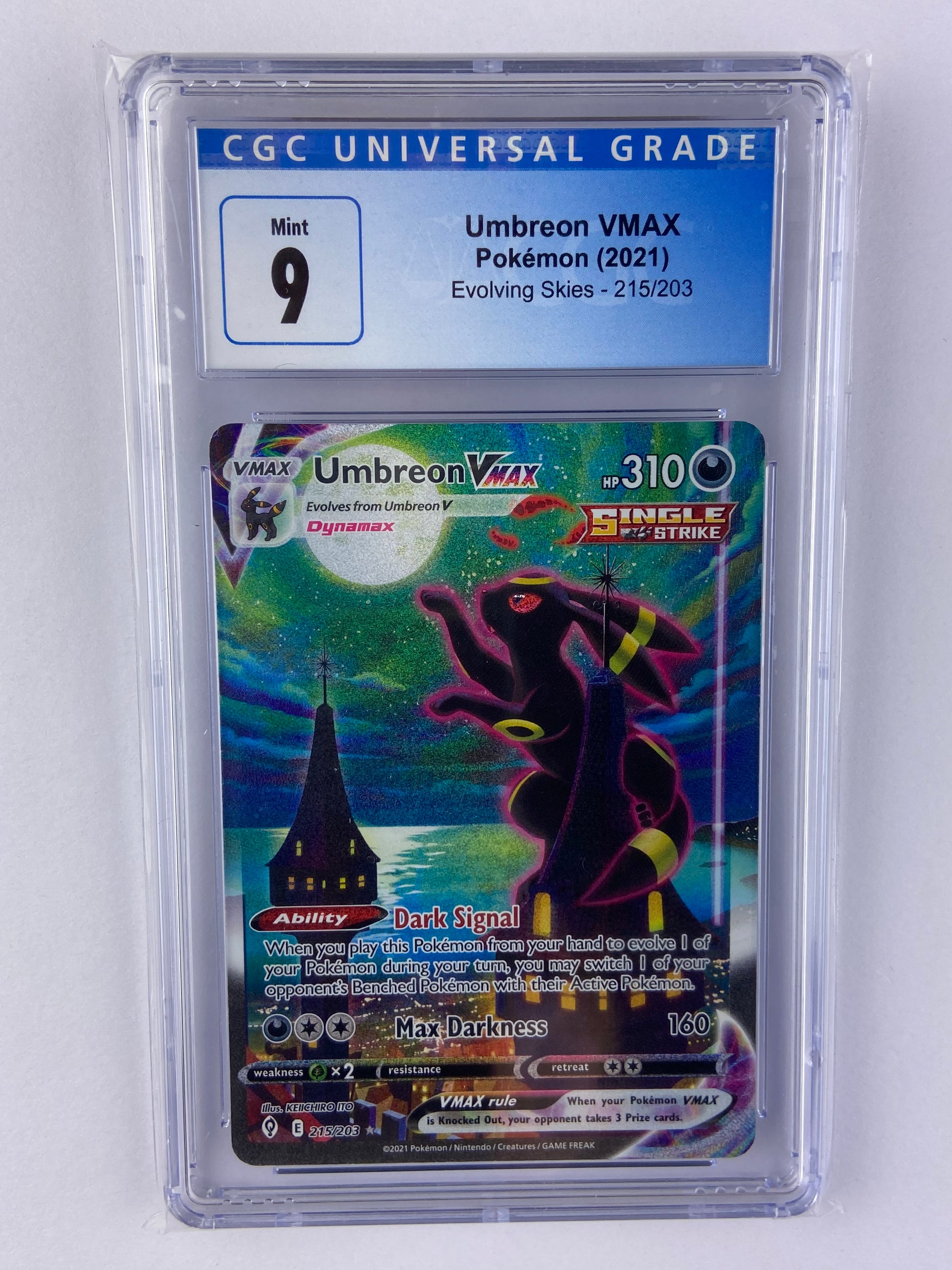 Umbreon VMAX Alt Art Evolving Skies 215/203 CGC 9 TBC Games Umbreon VMAX Alt Art Evolving Skies 215/203 CGC 9 TBC Games