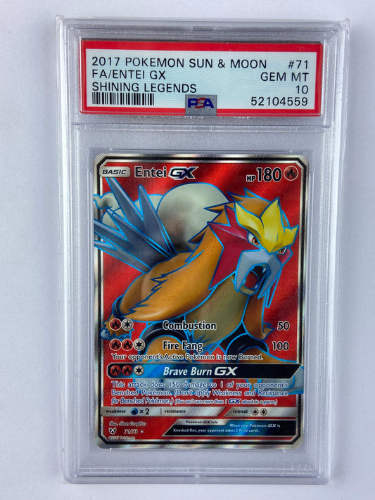 Entei GX Shining Legends Full Art 71/73 PSA 10