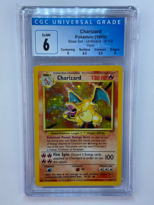 Charizard Base Set Unlimited Holo 4/102 Subgrades CGC 6