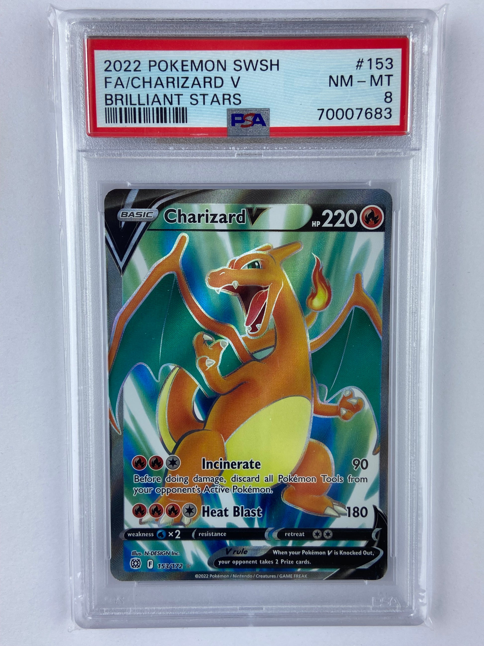 Charizard V Brilliant Stars Full Art 153/172 PSA 8 TBC Games Charizard V Brilliant Stars Full Art 153/172 PSA 8 TBC Games