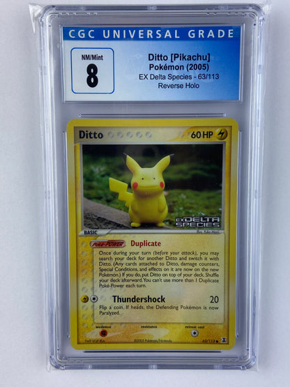 Ditto Pikachu Delta Species Reverse Holo 63/113 CGC 8 TBC Games Ditto Pikachu Delta Species Reverse Holo 63/113 CGC 8 TBC Games