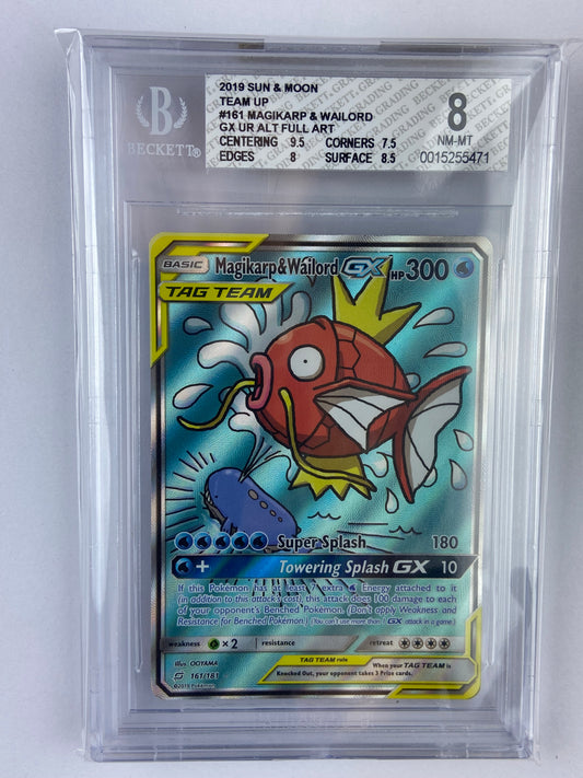 Magikarp & Wailord GX Team Up Alt Art 161/181 Subgrades BGS 8