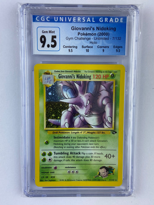 Giovanni's Nidoking Gym Challenge Holo 7/132 Subgrades CGC 9.5