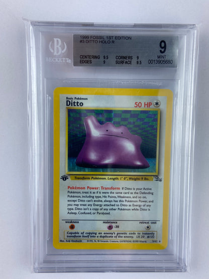 Ditto Fossil 1st Edition Holo 3/62 Subgrades BGS 9